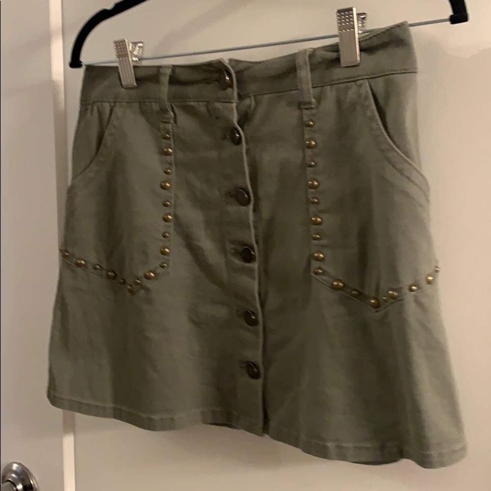 Jolt green denim skirt